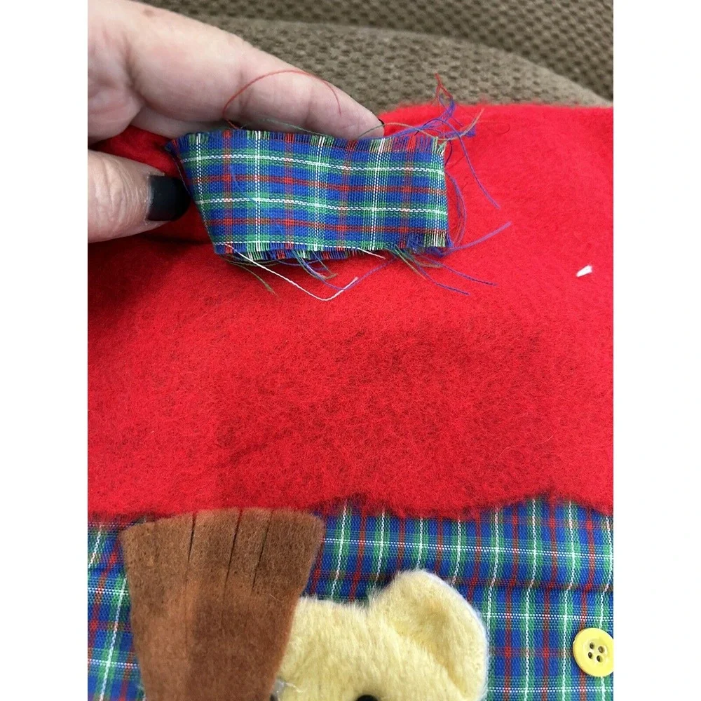 Christmas Holiday Stockings teddy bears Blue Red‎ Applique Felt Decor 3D